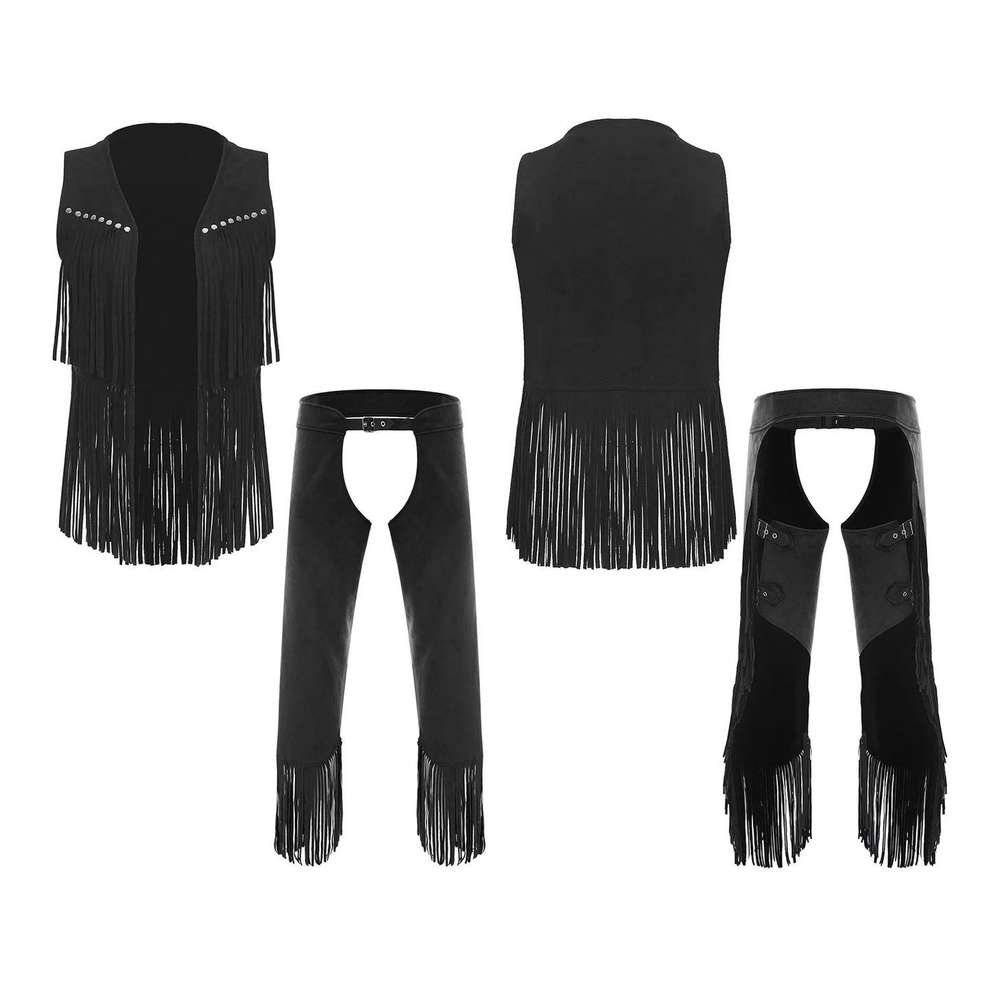 Men's Hippie Western Cowboy Faux Suede Tassel Vest Costume - alternate view 13