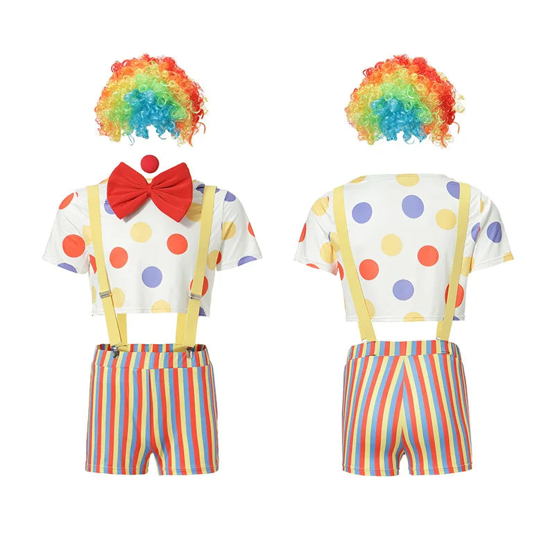 Clown Costume Magic Trick Prop Headwear Top Rompers Bowknot Red Rose 5pcs Set Comic Jester - View 6