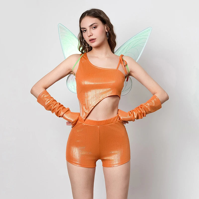 Women Halloween Musa Costume Irregular Tank Top Shorts Arm Sleeves Wings Set for Costume - View 5