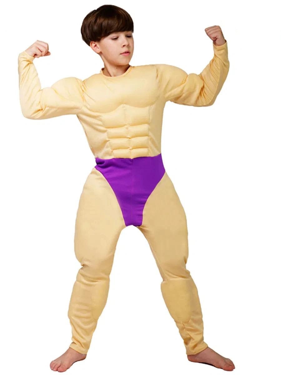 Muscle Costume for Adult Men Kids Funny Strong Men Muscle Jumpsuit Cosplay Halloween Themed Party Carnival - product image 6
