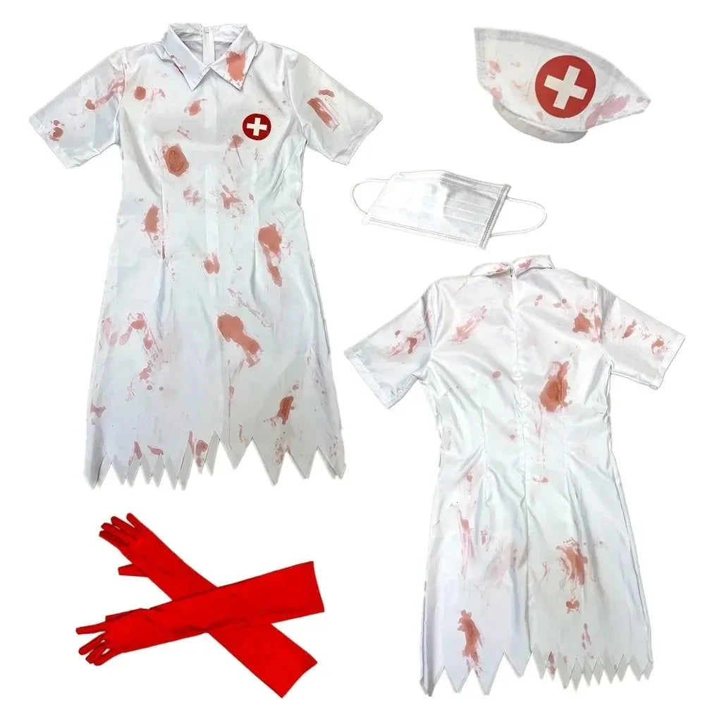 Halloween Horror Vampire Costumes Bloody Nurse Zombies Dress Costume Sexy Sleeve Pack Hip - View 2