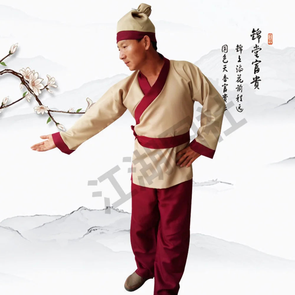 Men's Ancient Chinese Servant Farmer Hanfu Adultchinese Costume - alternate view 13
