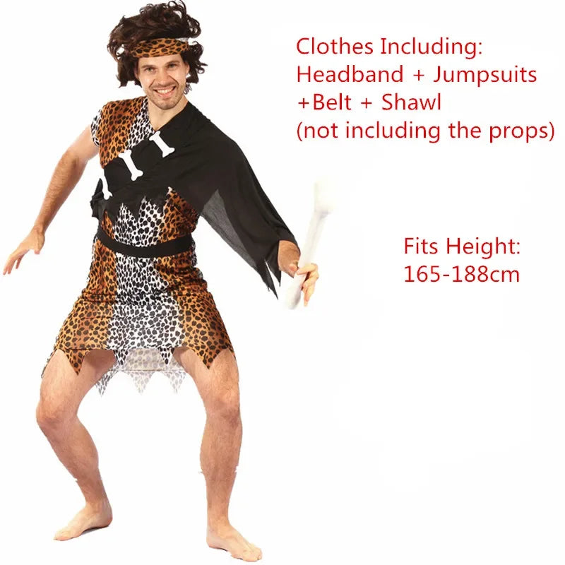 Men Women African Original Savage Costume Adults Wildman Costume Dress - View 28