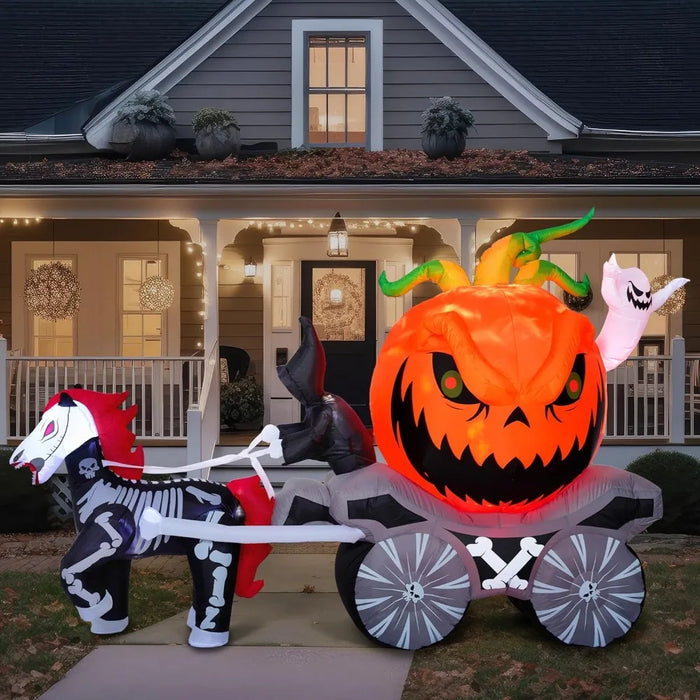 8 FT Pumpkin Outdoor Halloween Inflatable Decoration - Pumpkin Carriage