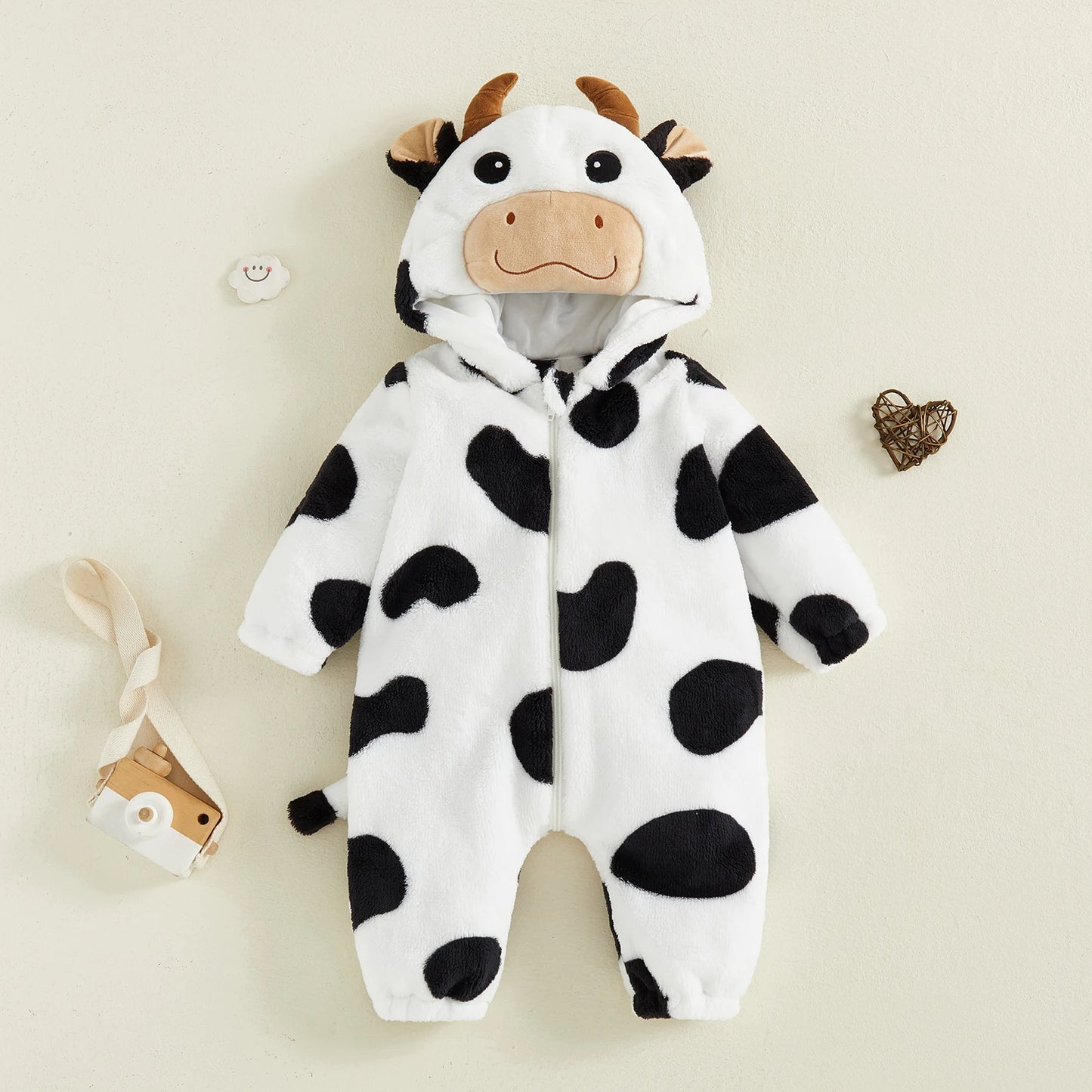 Halloween Costumes Baby Romper Sleeve Hooded Fall Bodysuit Cow Costume Halloween for - View 6