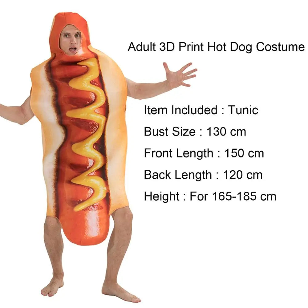Adult Kids Funny 3D Print Food Sausage Hot Dog Costumes Halloween Men Women Family One-Piece Costume Carnival - product image 9