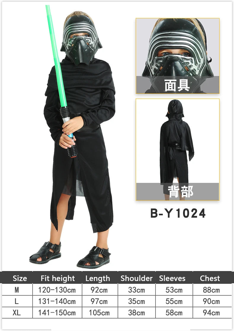Halloween Kylo Ren White Soldier Obi-Wan Kenobi Kids Costume Jedi Warrior Kids Darth Vader - style 2 / L