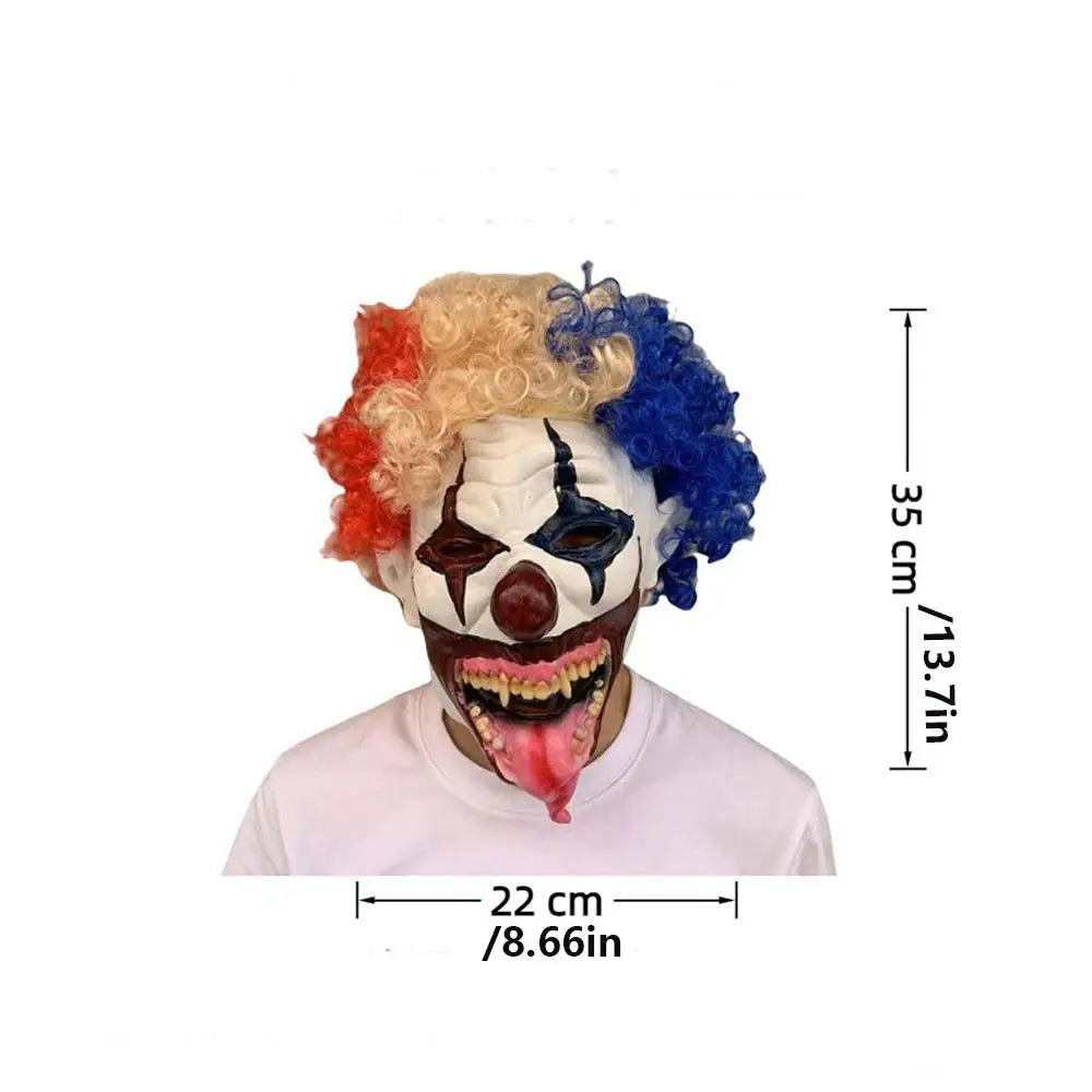 Terrifying Clown Costume Mask Toothy Tongue Out Latex Material Ghost Festive Mask Scary - View 6