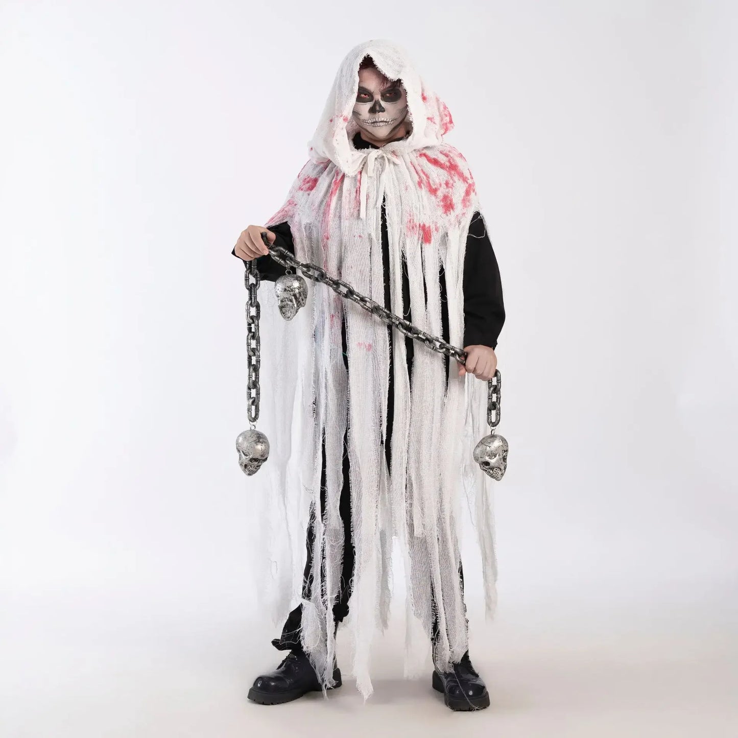 Adult Halloween Ghost Dementors Costume Horror Dilapidated Tassels Zombie Hooded Cape Day - View 9