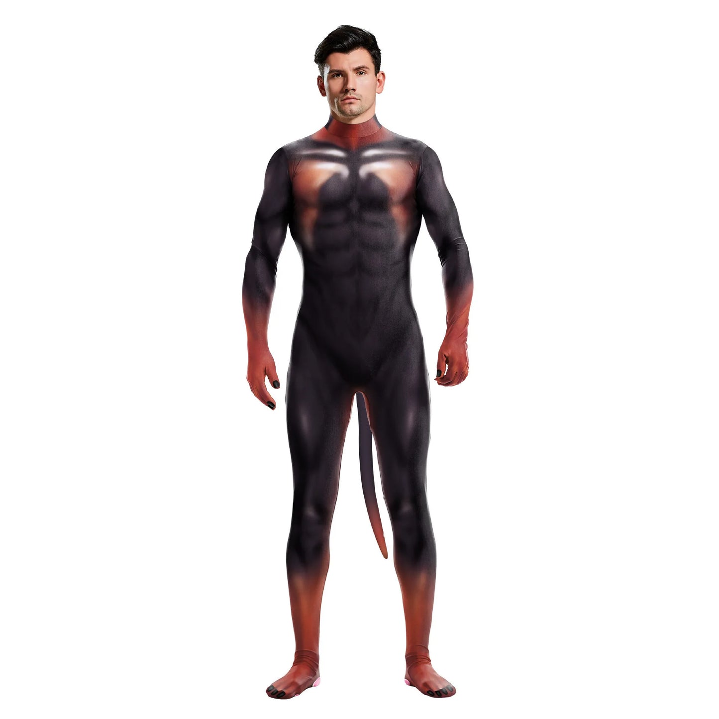 Pet Men Animal with Tail Full Cover Elastic Zentai Jumpsuit Dog Puppy Costume - alternate view 16