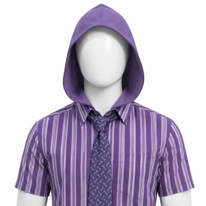 He Man Skeletor Cosplay Costume With Mask Hooded Cape Shirt Watch Tie Daily Commuter Workwear Outfit Men Halloween Carnival Cos