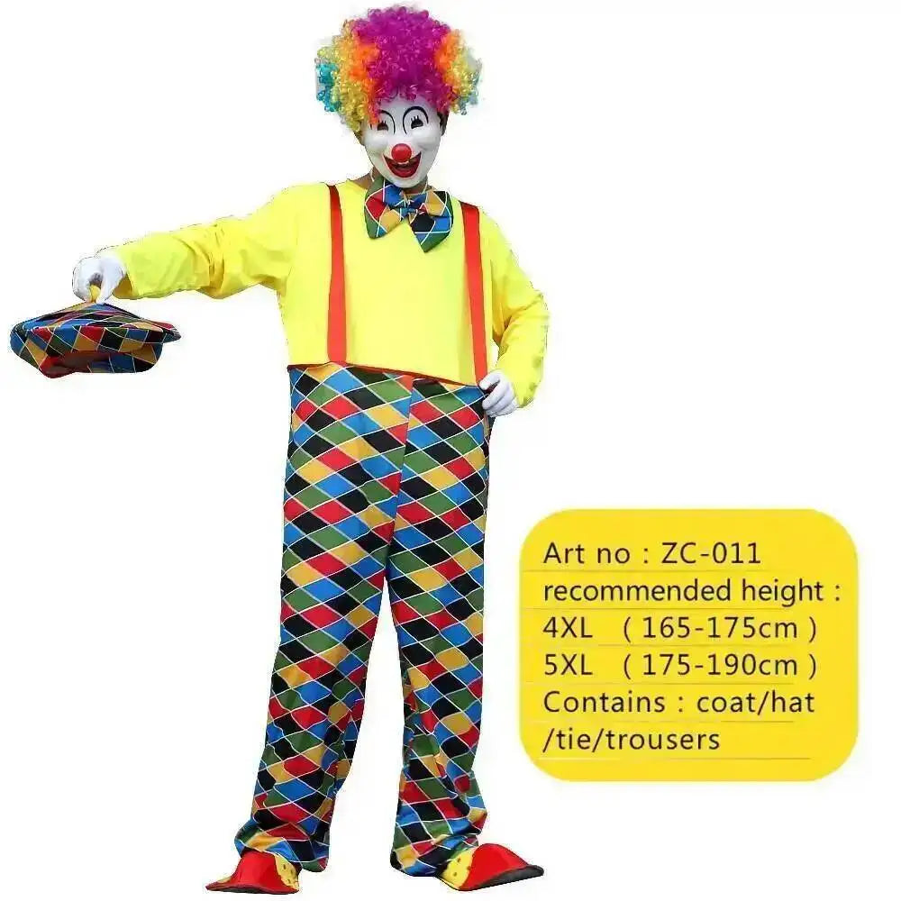 Adults Clown Costumes Joker Bodysuit for Men Magician Performance Fancy Halloween Outfits - Zc-012 / 5xl height175-190cm