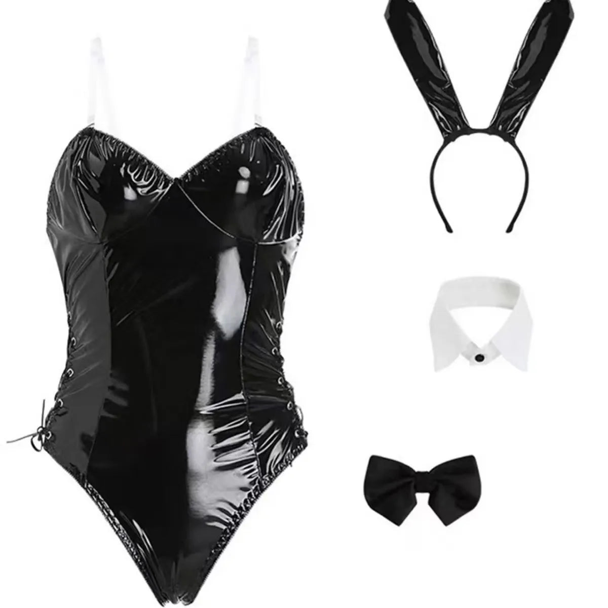 Mai Sakurajima Bunny Girl Costume Women Sexy Cosplay Lingerie PU Leather Bodysuit with Tie and Headband Suit Anime Outfit