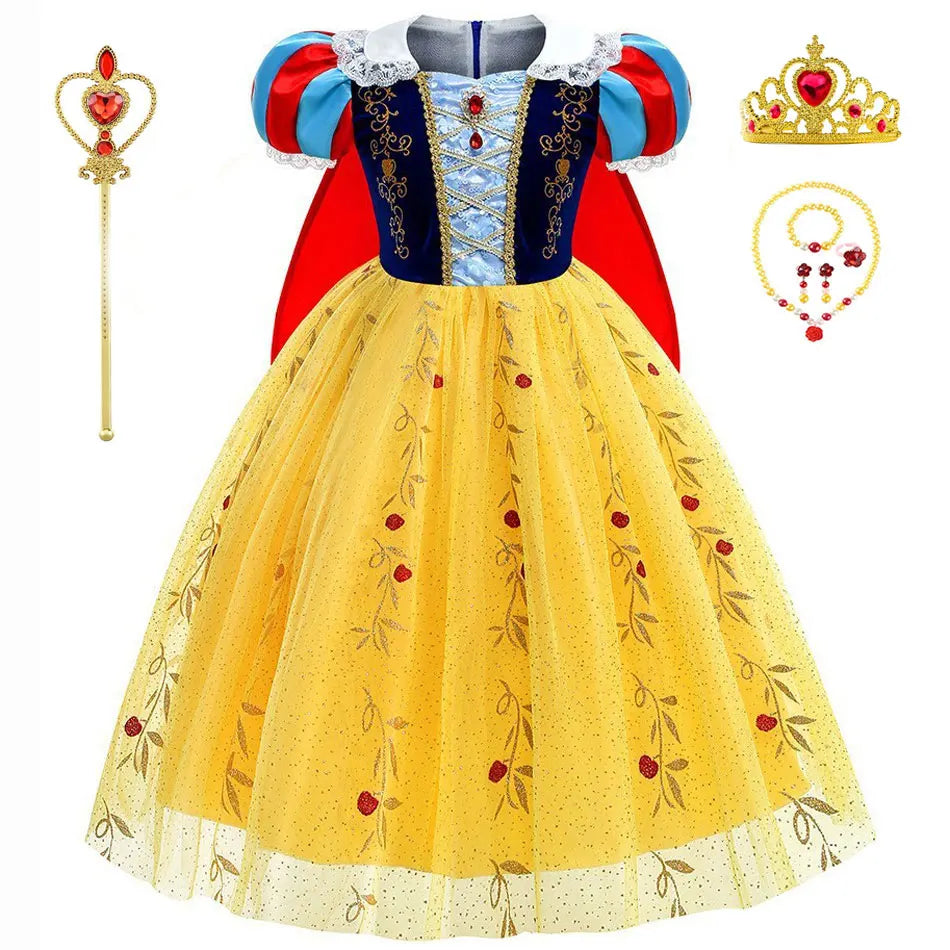 Snow White Girls' Princess Cape Halloween Costume Dress