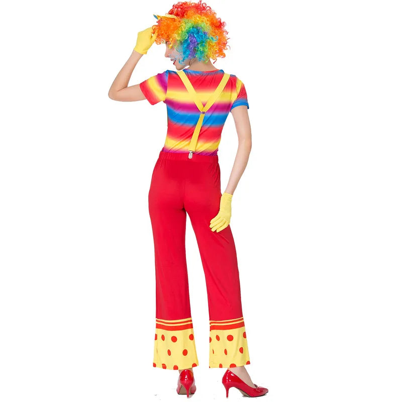 Sexy Clown Costume for Women Clown Costume Fancy Dress Up Halloween Outfits with Wig - MULTI / M