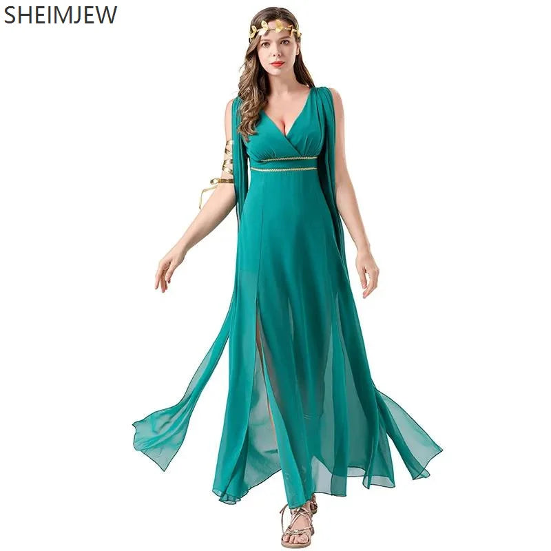 Women's Greek Ancient Goddess Cleopatra Sexy V-neck Maxi Masquerade Costume - alternate view 5