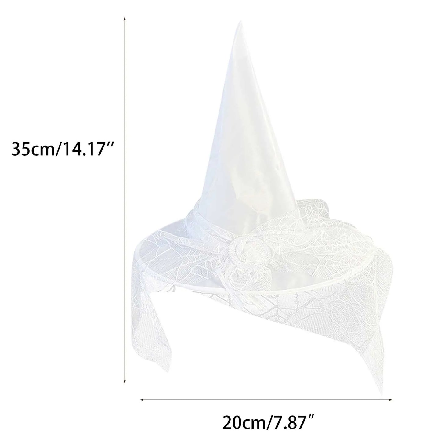 White Witch Hat with Veil Adult Halloween Party Cosplay Wizard Hat Girls Princess Dress Up Costume Accessory - product image 3