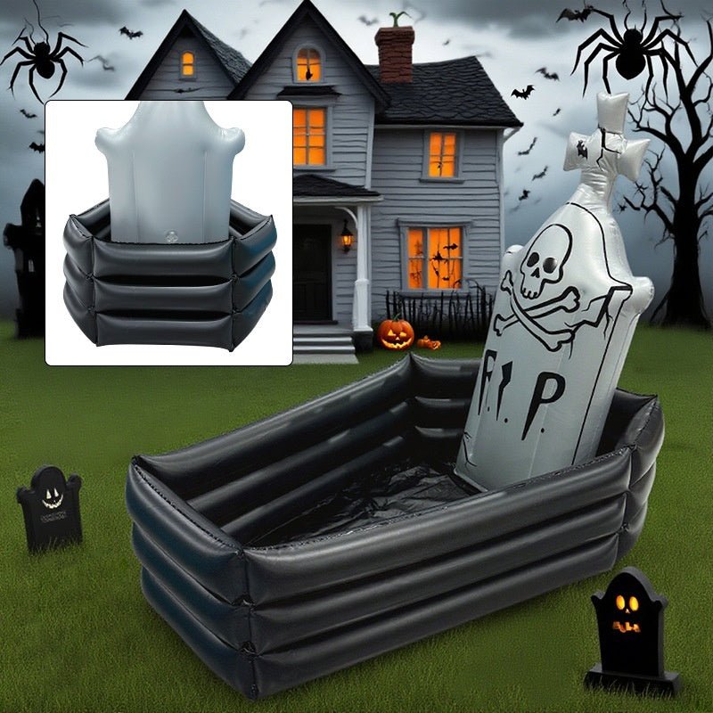 Halloween Inflatable Skull Tombstone Ice Bar - Discount Halloween City