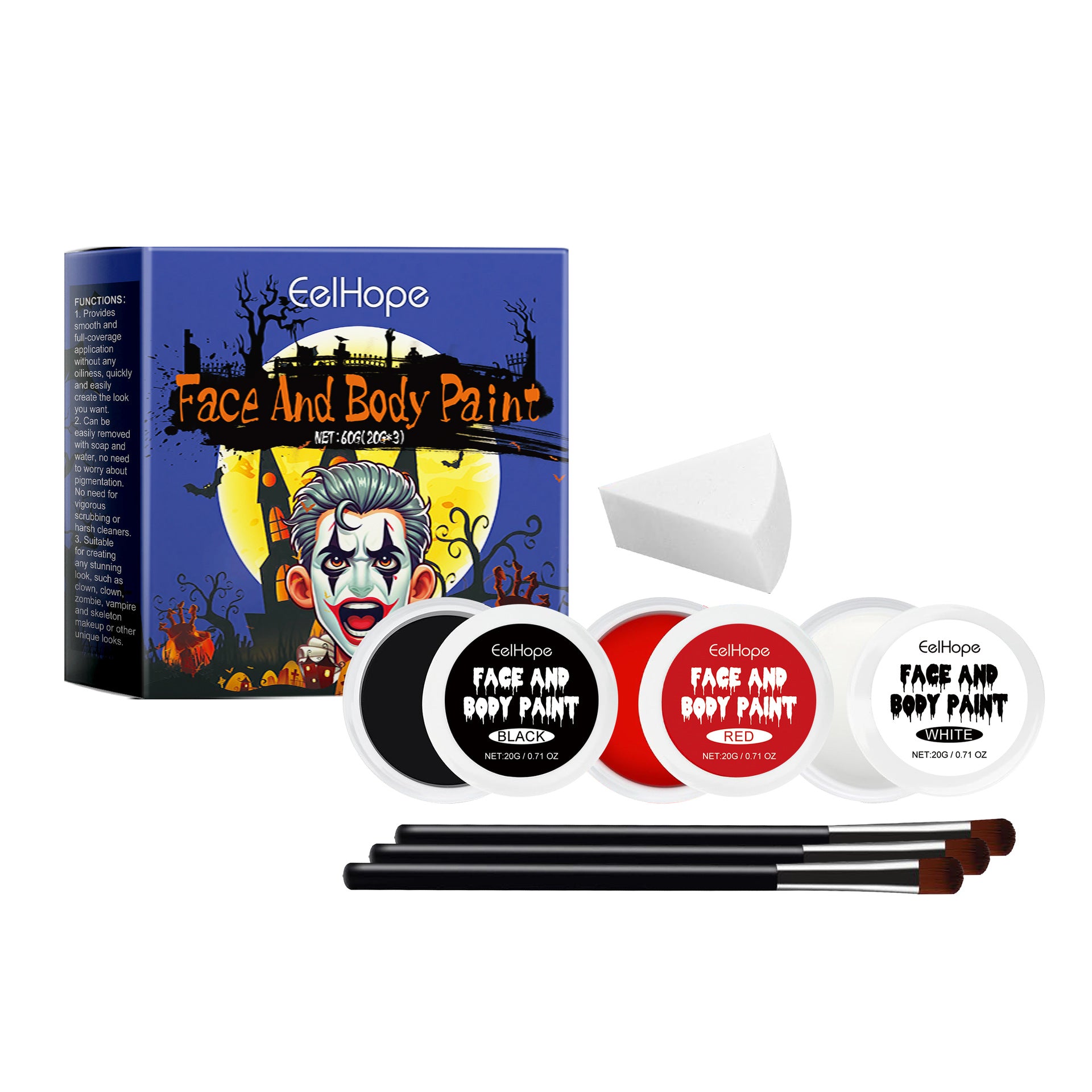 Halloween Palette Suit Full Coverage Painted Foundation Makeup Clown Colorful Color Palette - Discount Halloween City