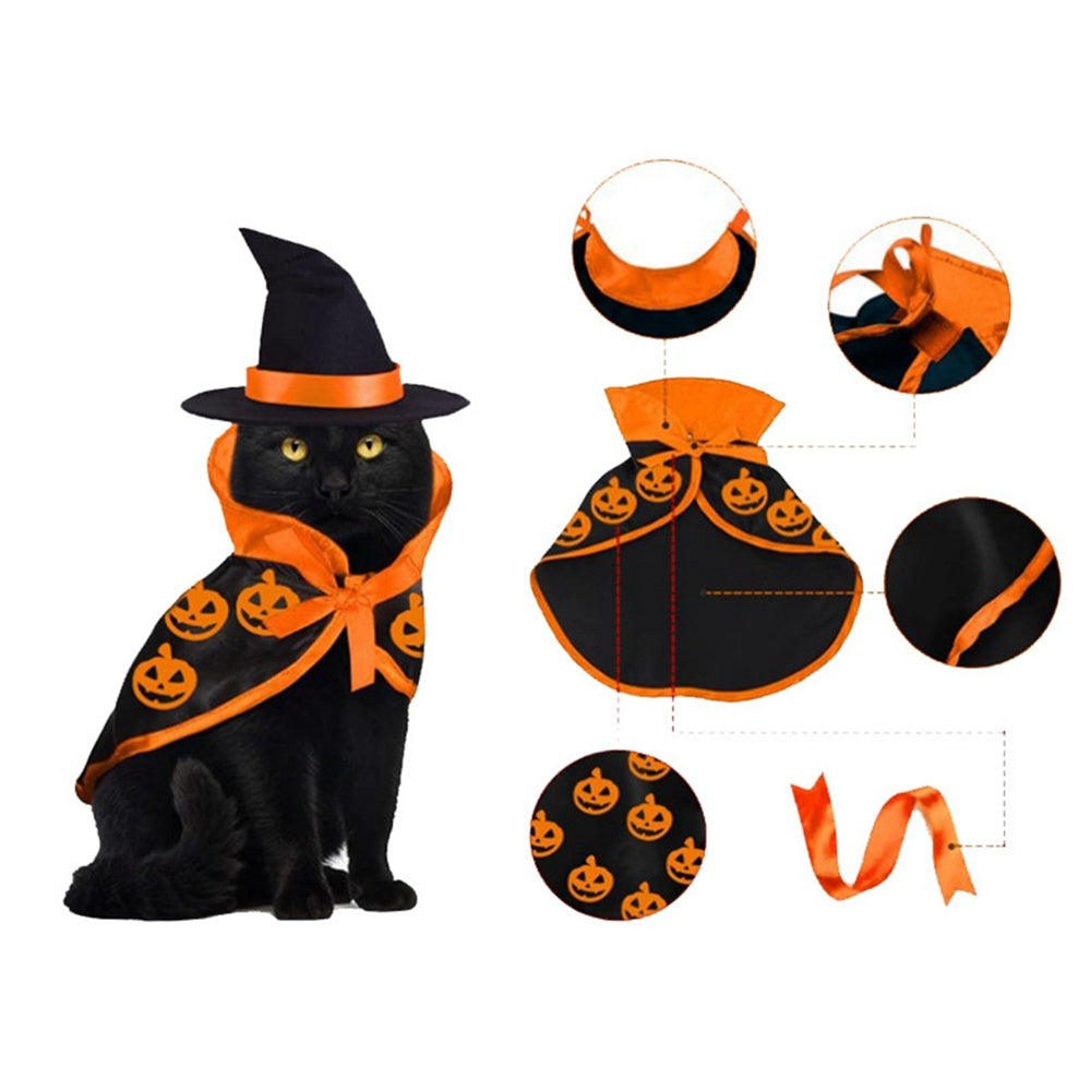 Pet Halloween Cape Hat Set Dogs Cute Costume Pet Party - Discount Halloween City
