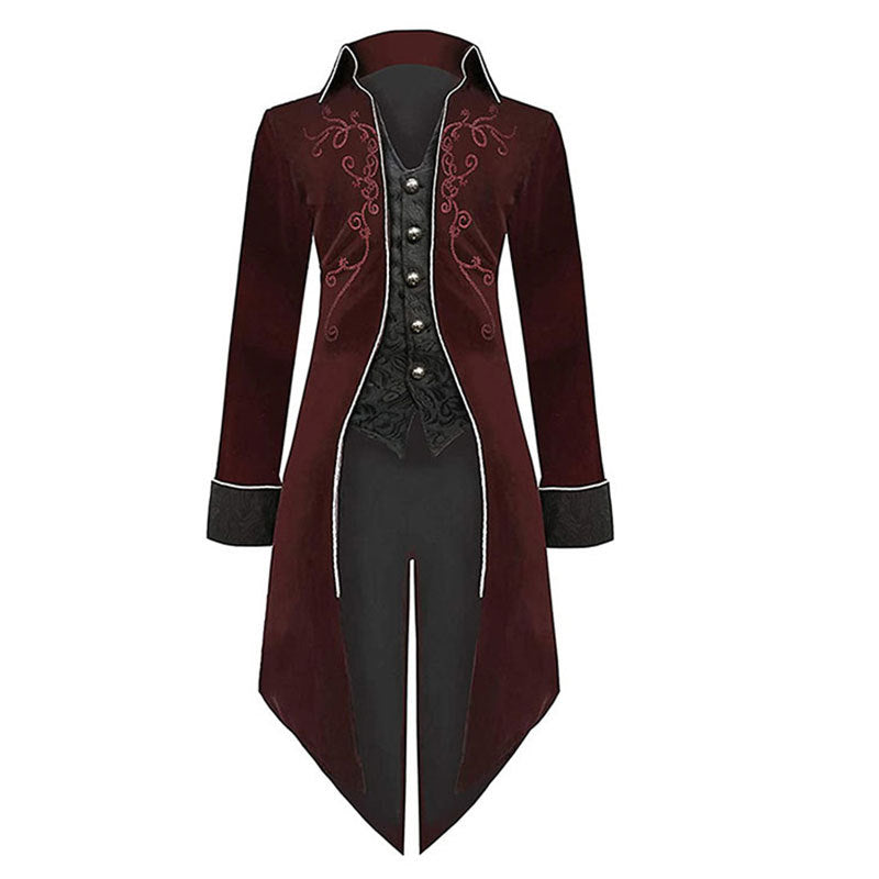 Halloween Swallowtail Vintage Costume Mid-length Punk Coat - Discount Halloween City