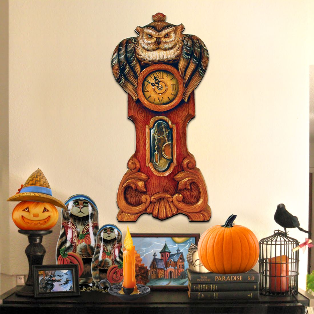 Owl Clock Halloween Door Decor by G. DeBrekht - Thanksgiving Halloween Decor - 8153311H
