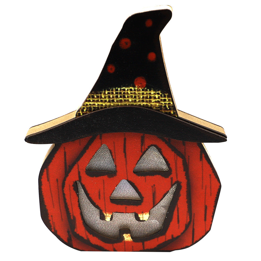 Halloween Wooden Pumpkin Lamp Decorations - Discount Halloween City