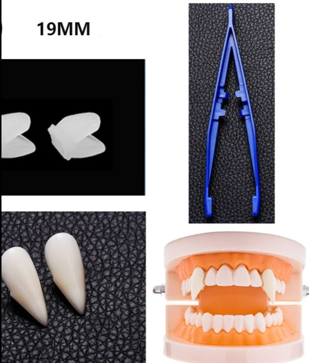 Halloween Dentures Vampire Fangs Zombie Teeth White Tiger Braces Cosplay Masquerade Party - Discount Halloween City