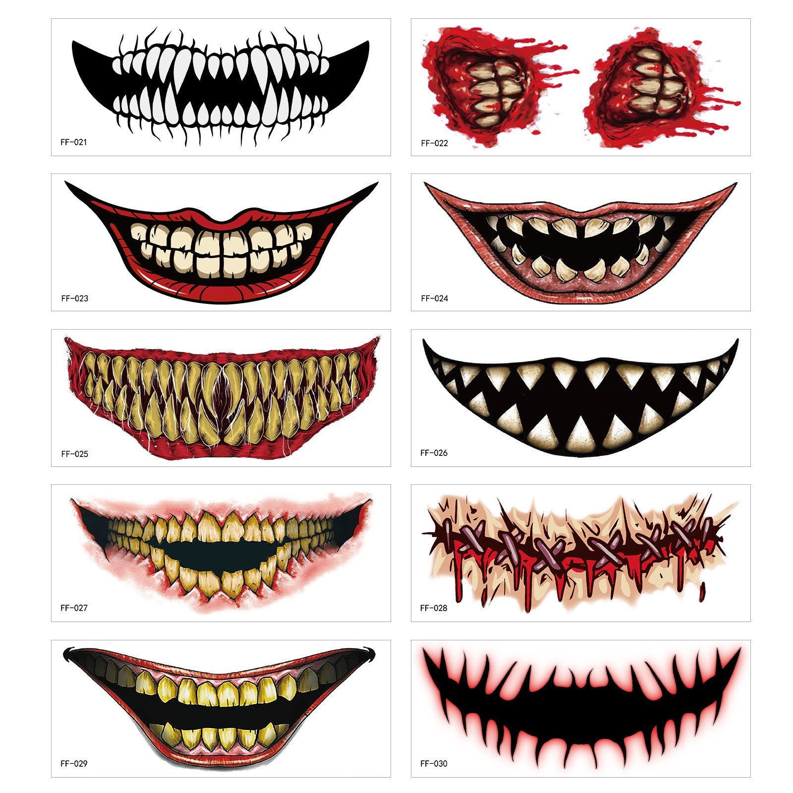 Horror Big Mouth Tattoo Sticker - alternate view 2