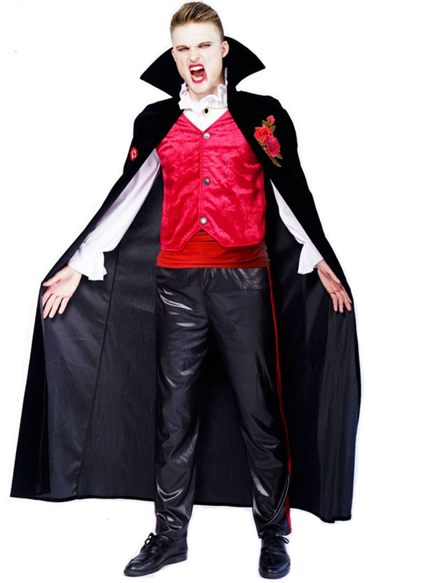 Couple's Halloween Rose Embroidery Vampire Party Costume - Discount Halloween City