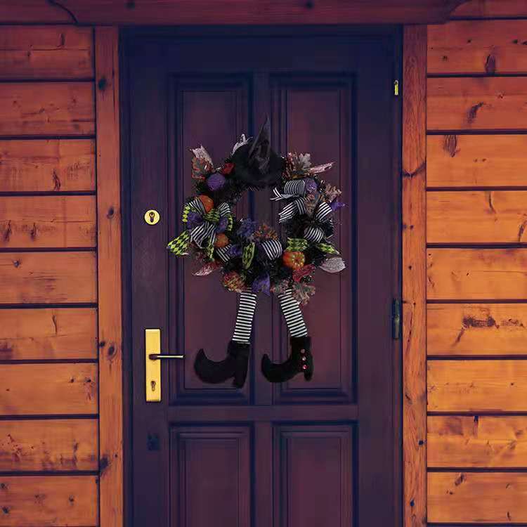 Halloween Door Hanging Wreath Supplies Decoration Witch Hat - Discount Halloween City