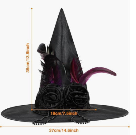 Tefal Rose Feather Ruffled Witch Hat - alternate view 3