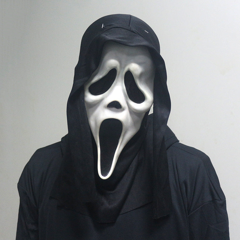 Halloween Horror Grimace Mask Red Tongue Black Face - Discount Halloween City