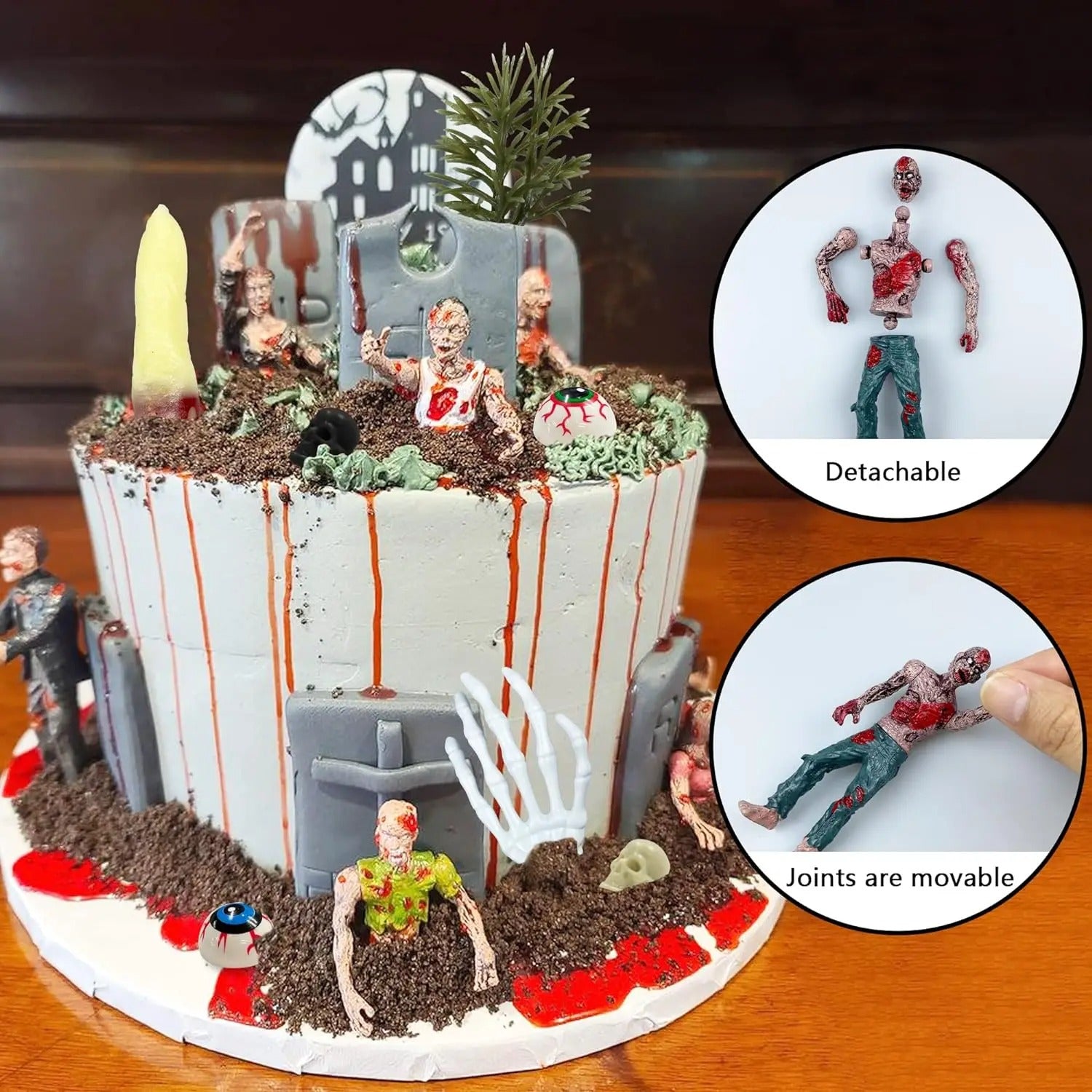 17 Pieces Zombie Cake Decoration Horror Zombie Theme Party - Discount Halloween City