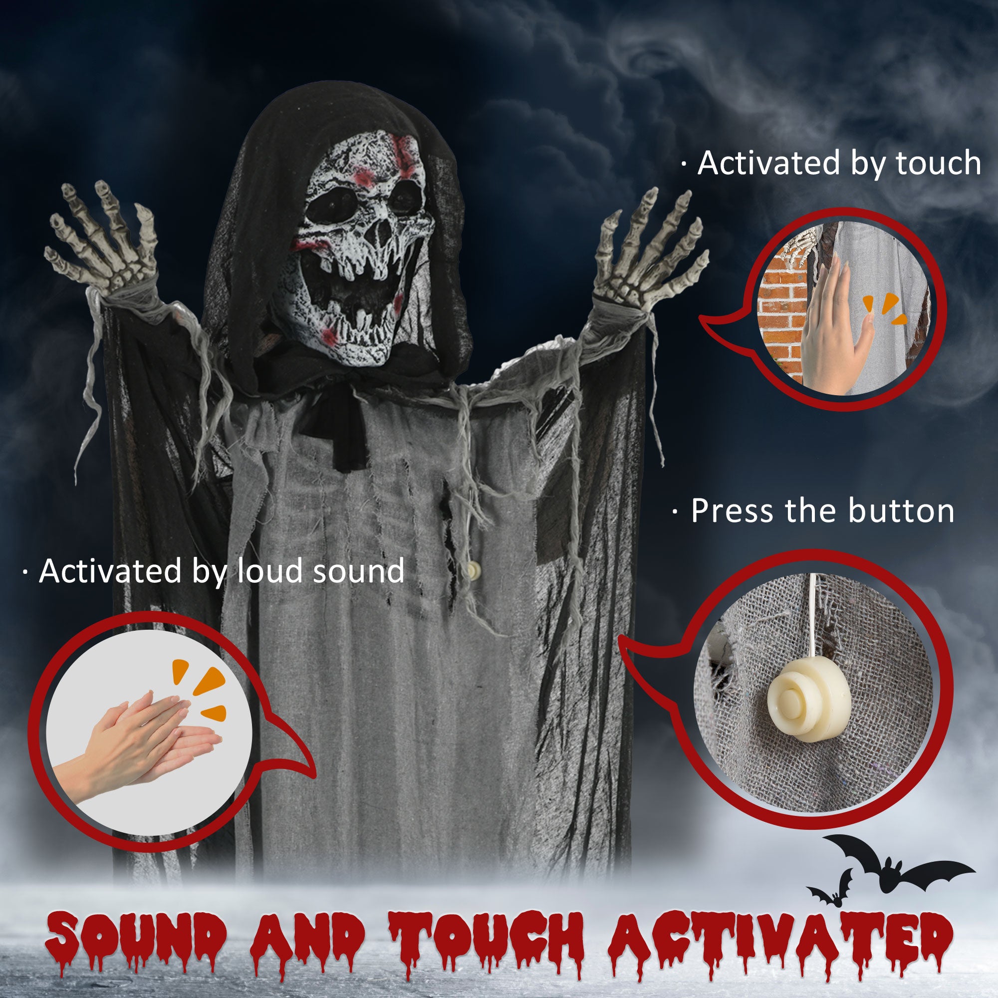74-In Skeleton Witch Animatronic with Light & Sound - product image 6