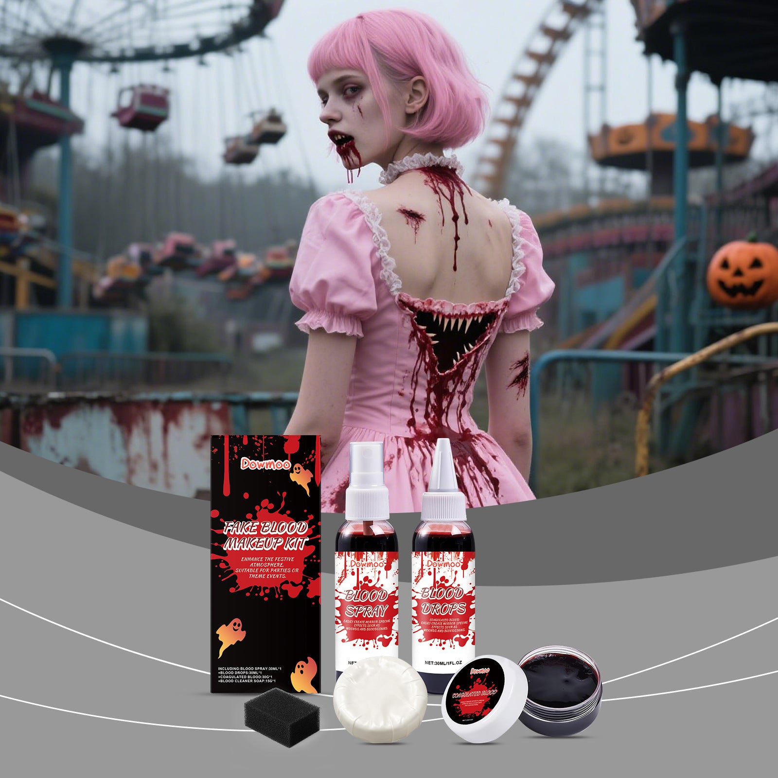 Dowmoo Halloween Fake Blood Makeup Set Funny Makeup Plasma - Discount Halloween City
