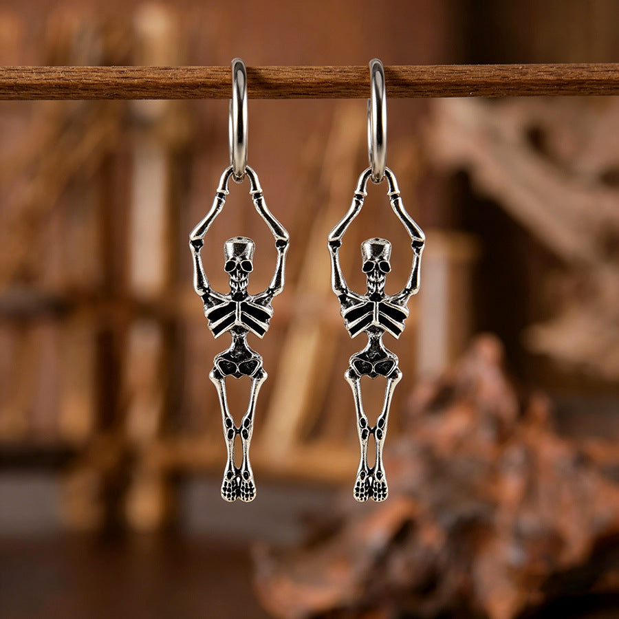 Vintage Human Skeleton Ear Cuffs - Exaggerated Gothic Punk - Discount Halloween City