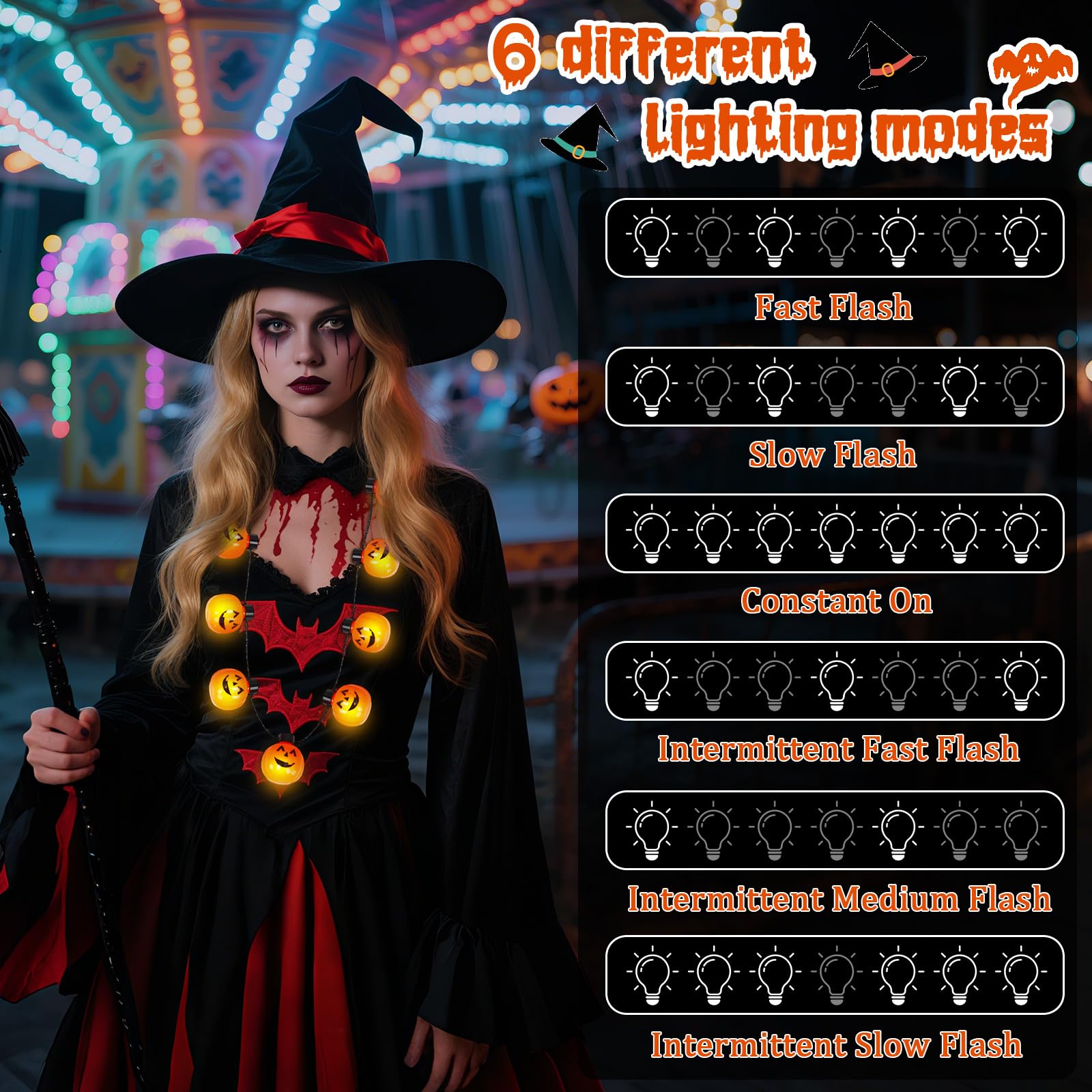 3-Piece Halloween Light Up Necklaces - Discount Halloween City