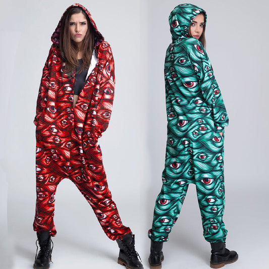 Men's Printed Loose Jumpsuit Costume for Women's's