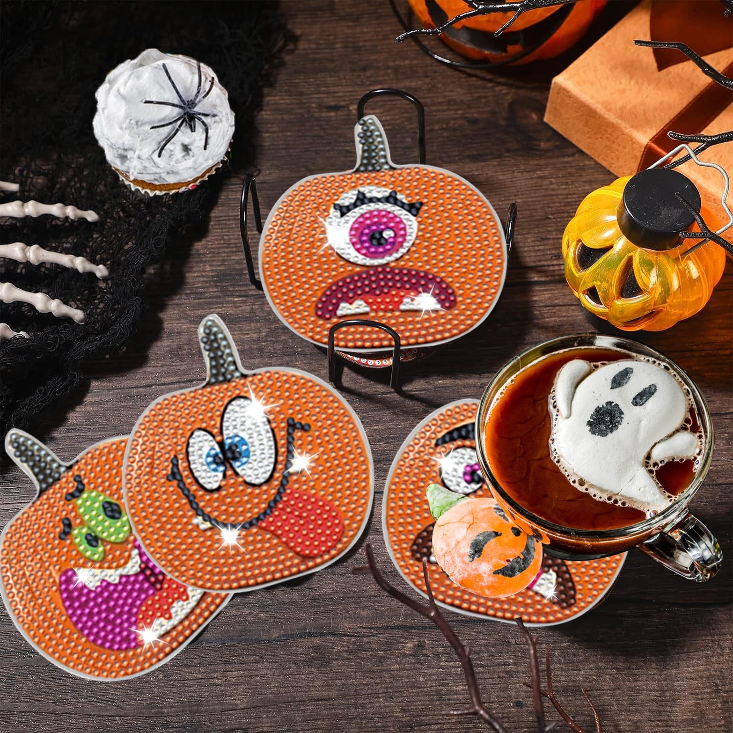 8 Packs Halloween Rhinestones Art Coasters - Discount Halloween City