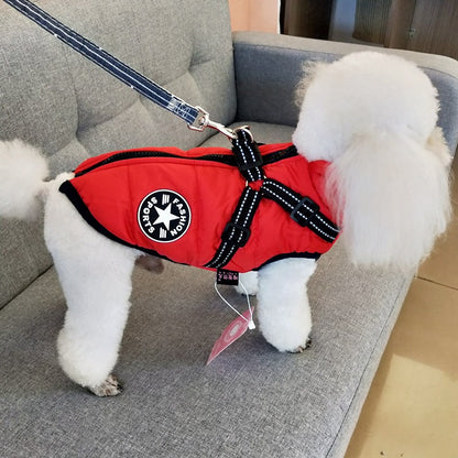 Waterproof Dog Clothes Winter Dog Coat with Harness Warm Pet - Pet Costumes