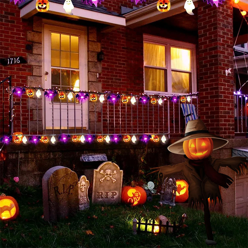 LED Halloween Pumpkin Spider Bat Skull String Light Lamp - Discount Halloween City