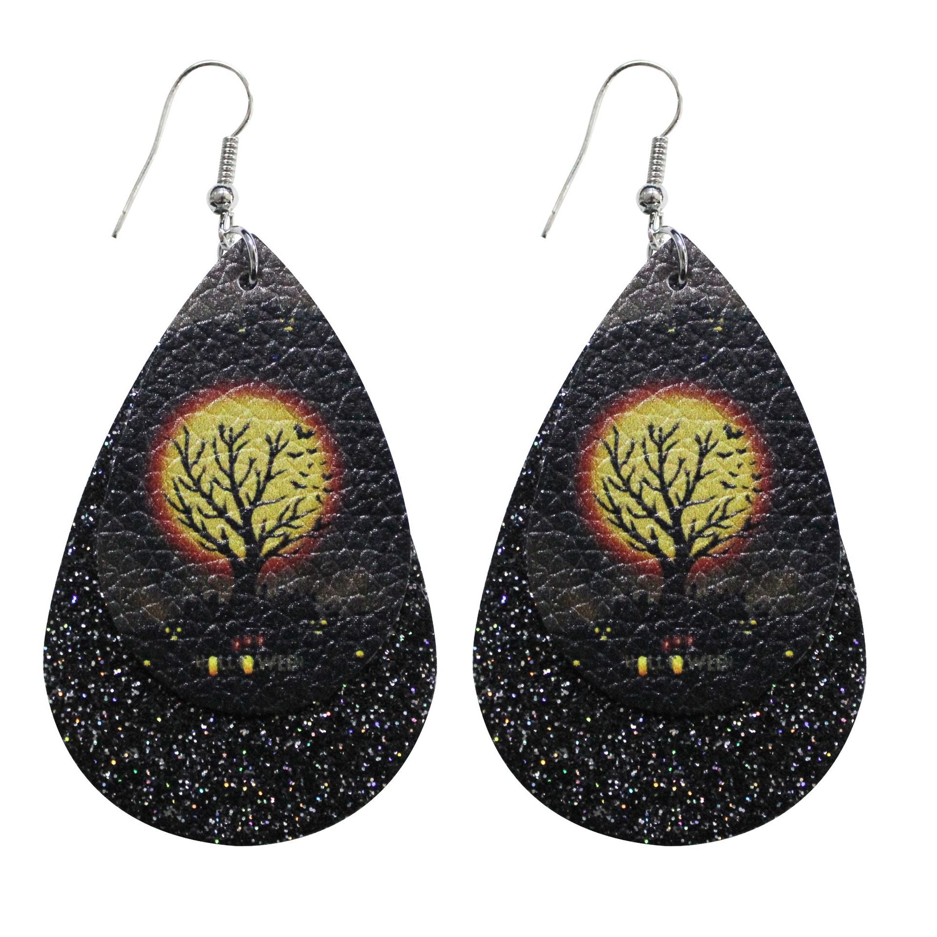 Halloween Leather Drop Earrings - Discount Halloween City