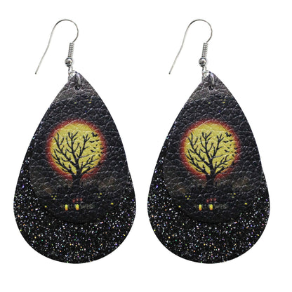 Halloween Leather Drop Earrings - Discount Halloween City