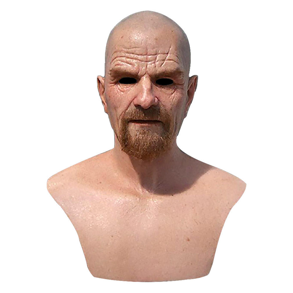 Old White Mask Bald Old Latex Headgear Halloween Cosplay - Discount Halloween City