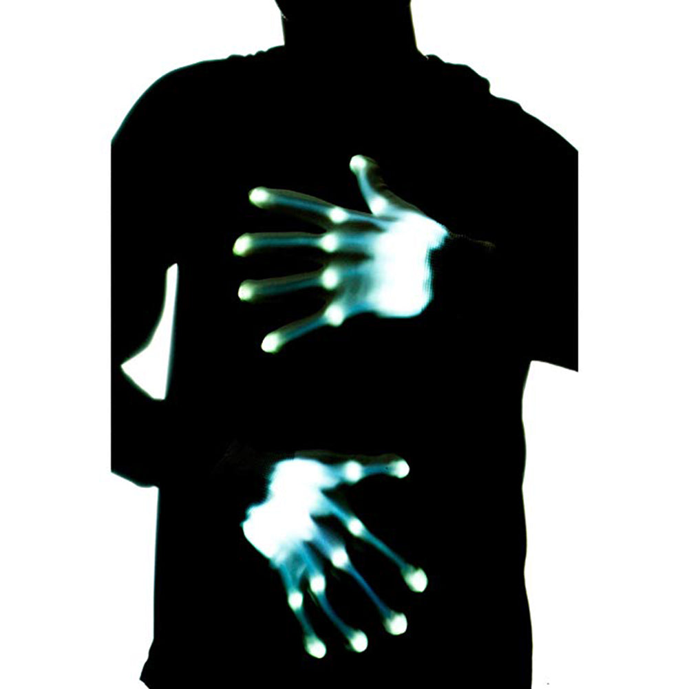 1pair Chic LED Light Up Skeleton Hand Gloves Halloween - Discount Halloween City