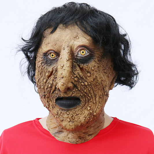 Latex Horror Face Halloween Mask with Black - Discount Halloween City