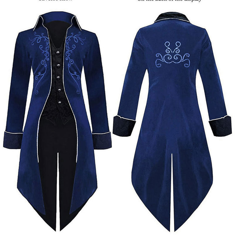 Halloween Swallowtail Vintage Costume Mid-length Punk Coat - Discount Halloween City