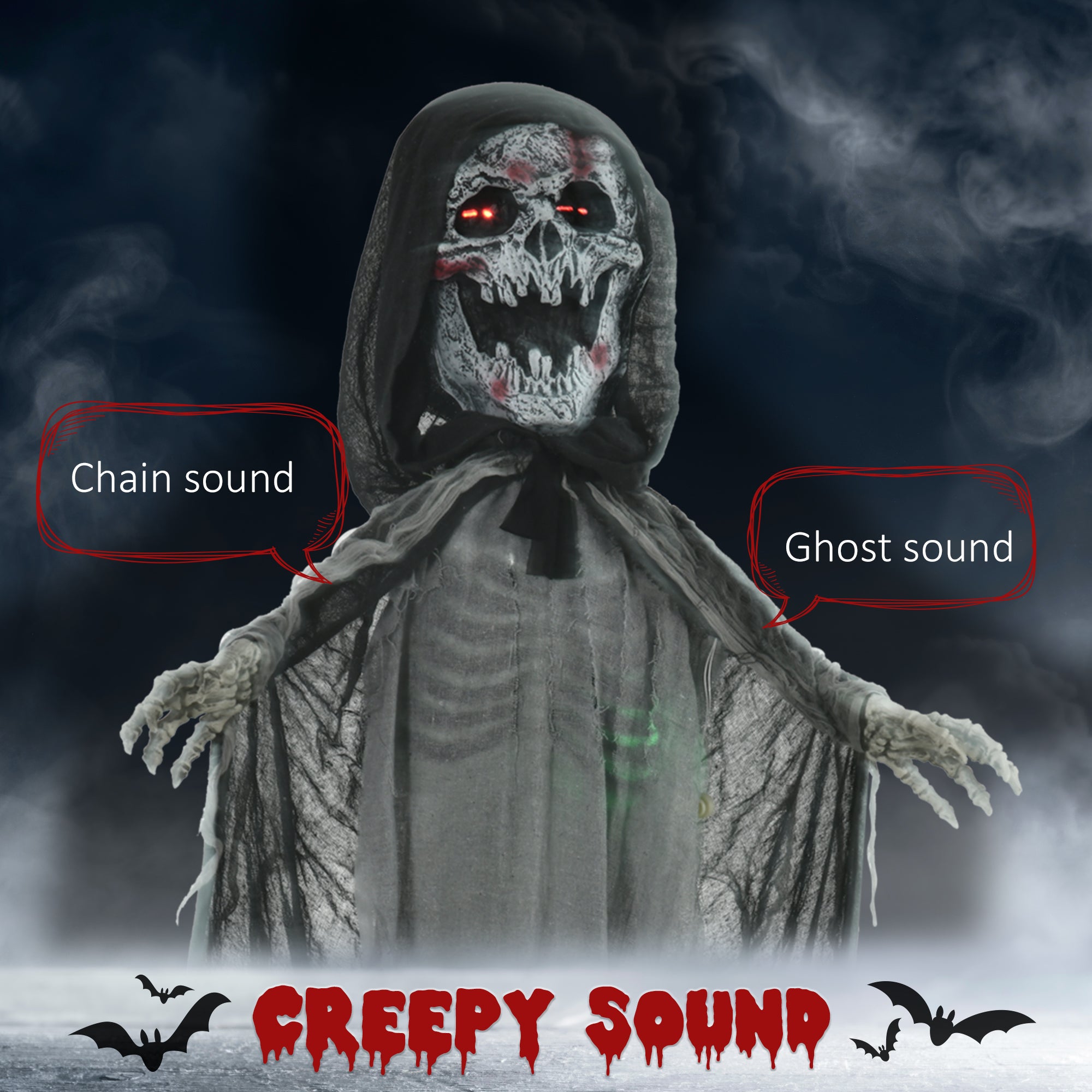 74-In Skeleton Witch Animatronic with Light & Sound - product image 4