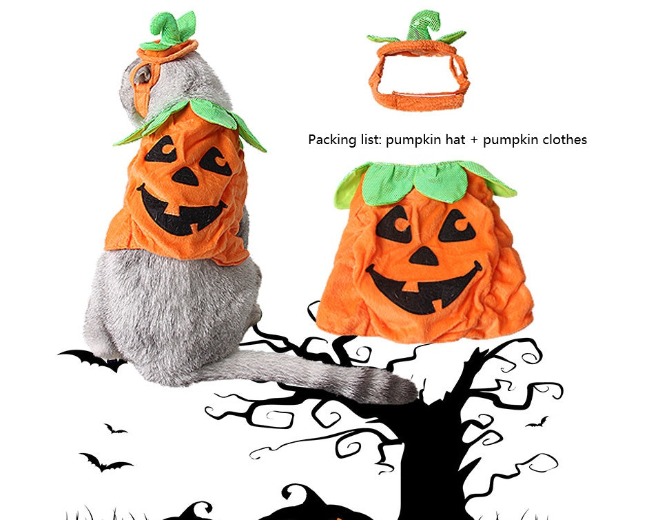 Halloween Pet Cats Costume Props Pumpkin Shape Green Leaf - Discount Halloween City